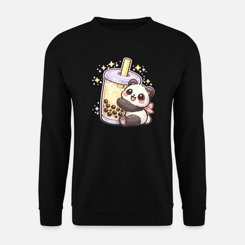 Panda Bubble Tea Cuddle Motif - Unisex Sweatshirt - black