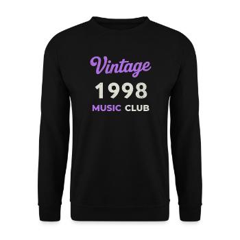 Vintage 1998 Music Club Retro Geburtsjahr Jahrgang - Unisex Pullover - Schwarz - Vorne - Alina (178cm) & Michal (187cm)