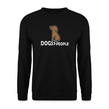 Dogs Over People Hund Lustig Antisozial Spruch - Unisex Pullover - Schwarz - Vorne - Alina (178cm) & Michal (187cm)