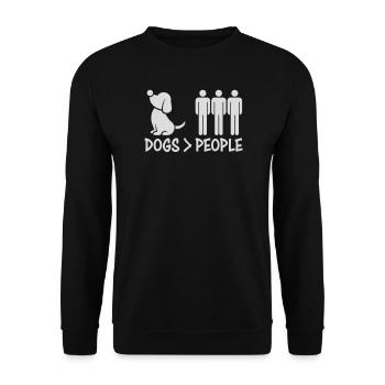 Dogs Over People Hund Lustig Antisozial Spruch - Unisex Pullover - Schwarz - Vorne - Alina (178cm) & Michal (187cm)