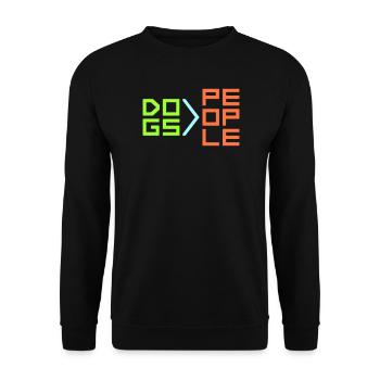 Dogs Over People Hund Lustig Antisozial Spruch - Unisex Pullover - Schwarz - Vorne - Alina (178cm) & Michal (187cm)