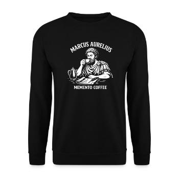 Marcus Aurelius Memento Coffee - Unisex Sweatshirt - black - Front - Alina (178cm) & Michal (187cm)