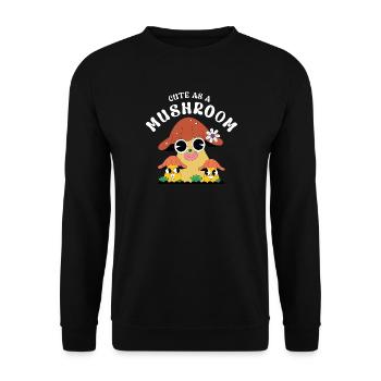Cute as a Mushroom – Sweet Mushroom Motif - Unisex Sweatshirt - black - Front - Alina (178cm) & Michal (187cm)