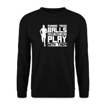 Coureur de marathon prend des ballons en courant - Sweat-shirt Unisexe - noir - Devant - Alina (178cm) & Michal (187cm)