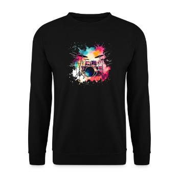 Schlagzeug Bunt - Unisex Pullover - Schwarz - Vorne - Alina (178cm) & Michal (187cm)