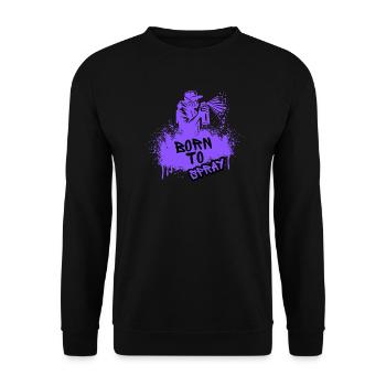 Born to Spray Urban Art Graffiti Streetwear - Unisex Pullover - Schwarz - Vorne - Alina (178cm) & Michal (187cm)