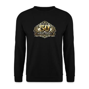 50. Geburtstag Premium Ornament - Unisex Pullover - Schwarz - Vorne - Alina (178cm) & Michal (187cm)