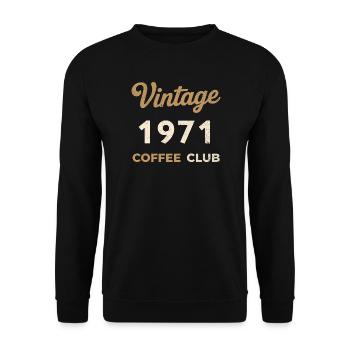 Vintage 1971 – Coffee Club Retro Geburtsjahr - Unisex Pullover - Schwarz - Vorne - Alina (178cm) & Michal (187cm)