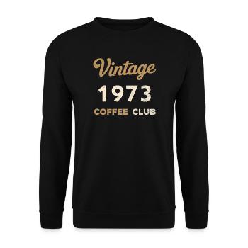 Vintage 1973 – Coffee Club Retro Birth Year - Unisex Sweatshirt - black - Front - Alina (178cm) & Michal (187cm)