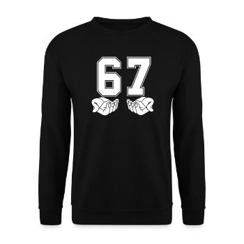 67 - Soixante-sept Numéro 67 Mème de la main Six 7 - Sweat-shirt Unisexe - noir - Devant - Alina (178cm) & Michal (187cm)