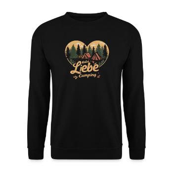 Camping Spruch Natur Liebe Camper Outdoor Geschenk - Unisex Pullover - Schwarz - Vorne - Alina (178cm) & Michal (187cm)
