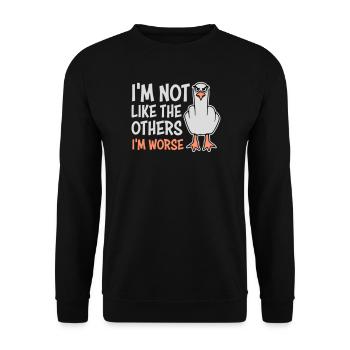 Middle Finger Seagull In Not Like The Others I'm Worse - Unisex Sweatshirt - black - Front - Alina (178cm) & Michal (187cm)