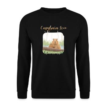 T-Shirt-Design „Capybara Love“ - Unisex Pullover - Schwarz - Vorne - Alina (178cm) & Michal (187cm)