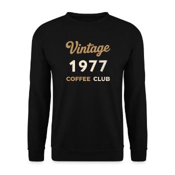 Vintage 1977 – Coffee Club Retro Birth Year - Unisex Sweatshirt - black - Front - Alina (178cm) & Michal (187cm)