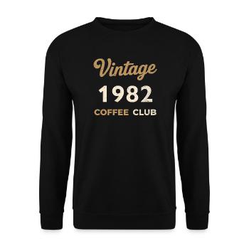 Vintage 1982 – Coffee Club Retro Birth Year - Unisex Sweatshirt - black - Front - Alina (178cm) & Michal (187cm)