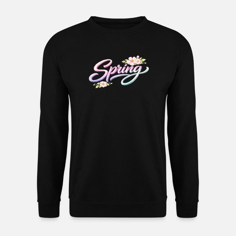 Spring lettering with flowers - Unisex Sweatshirt - black