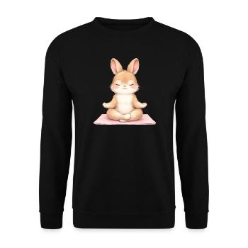 Meditating Bunny in Yoga Description - Unisex Sweatshirt - black - Front - Alina (178cm) & Michal (187cm)