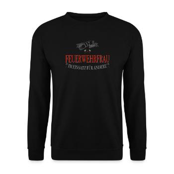 Feuerwehrfrau 112 Einsatzkraft - Unisex Pullover - Schwarz - Vorne - Alina (178cm) & Michal (187cm)