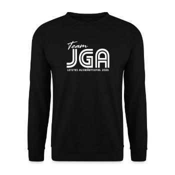 JGA 2026 Team Bräutigam Junggesellenabschied - Unisex Pullover - Schwarz - Vorne - Alina (178cm) & Michal (187cm)