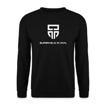 Superheld In Zivil Superhero Superhelden Kostüm - Unisex Pullover - Schwarz - Vorne - Alina (178cm) & Michal (187cm)