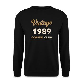 Vintage 1989 – Coffee Club Retro Geburtsjahr - Unisex Pullover - Schwarz - Vorne - Alina (178cm) & Michal (187cm)