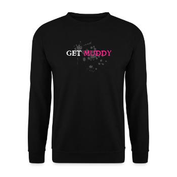 Get muddy Schlammlauf Mud Run Muddy Race - Unisex Sweatshirt - black - Front - Alina (178cm) & Michal (187cm)