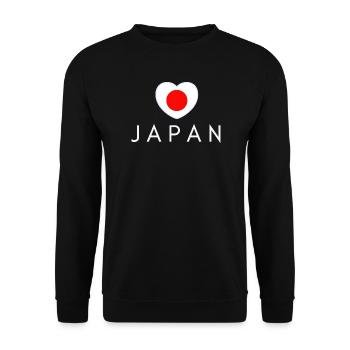 Japan-Flaggenherz, ich liebe Japan - Unisex Pullover - Schwarz - Vorne - Alina (178cm) & Michal (187cm)