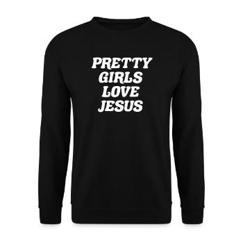 Pretty Girls Love Jesus - Unisex Pullover - Schwarz - Vorne - Alina (178cm) & Michal (187cm)