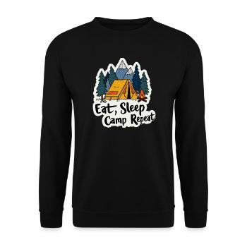 Camping Spruch Eat Sleep Camp Repeat Camper Outdoo - Unisex Sweatshirt - black - Front - Alina (178cm) & Michal (187cm)