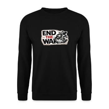 War No More – Sticker Peace & Humanity - Unisex Sweatshirt - black - Front - Alina (178cm) & Michal (187cm)
