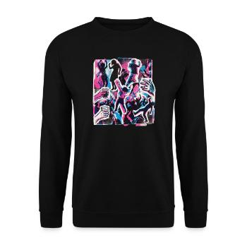 90s Retro Party - Unisex Pullover - Schwarz - Vorne - Alina (178cm) & Michal (187cm)