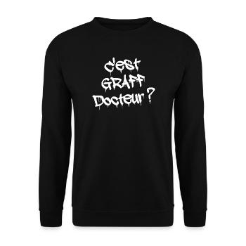 IST ES GRAFFITI, DOKTOR? - Unisex Pullover - Schwarz - Vorne - Alina (178cm) & Michal (187cm)