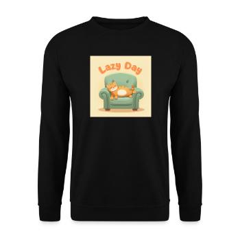 Lazy Day Cat on Armchair - Unisex Sweatshirt - black - Front - Alina (178cm) & Michal (187cm)