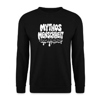 Mythos Menschheit Fiktion - Unisex Pullover - Schwarz - Vorne - Alina (178cm) & Michal (187cm)