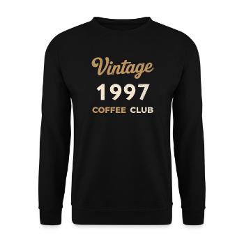 Vintage 1997 – Coffee Club Retro Geburtsjahr - Unisex Pullover - Schwarz - Vorne - Alina (178cm) & Michal (187cm)