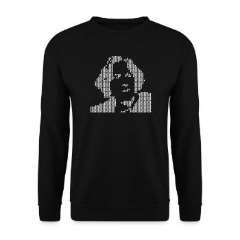 Portrait Pixel Oscar Wilde en demi-teinte - Sweat-shirt Unisexe - noir - Devant - Alina (178cm) & Michal (187cm)