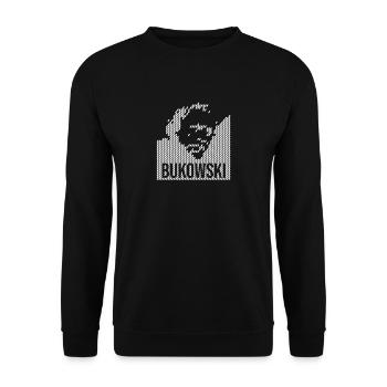 charles bukowski pixelart design portrait T-Shirt - Unisex Sweatshirt - black - Front - Alina (178cm) & Michal (187cm)