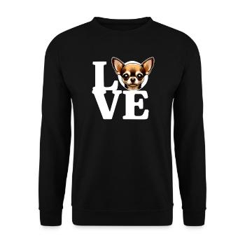 LOVE Chihuahua Dog Dog Lover Funny - Unisex Sweatshirt - black - Front - Alina (178cm) & Michal (187cm)