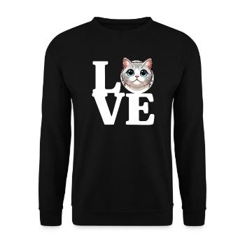 J’ADORE Chat Amoureux Chat Drôle - Sweat-shirt Unisexe - noir - Devant - Alina (178cm) & Michal (187cm)
