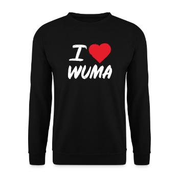I Love Wuma – Bad Dürkheim Wurstmarkt & Pfalz - Unisex Pullover - Schwarz - Vorne - Alina (178cm) & Michal (187cm)