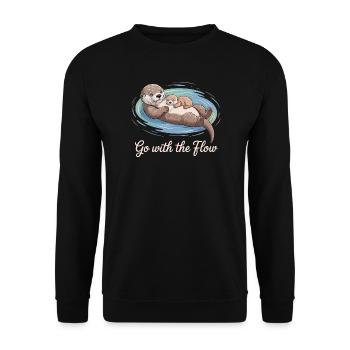 Otter-Duo geht mit dem Strom - Unisex Pullover - Schwarz - Vorne - Alina (178cm) & Michal (187cm)