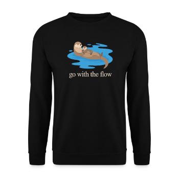 Otter Duo : Laisse Aller avec le Courant - Sweat-shirt Unisexe - noir - Devant - Alina (178cm) & Michal (187cm)