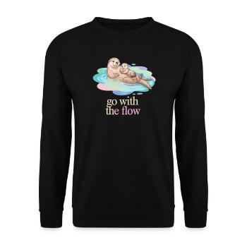 Otter Duo in Pastel Flow - Unisex Pullover - Schwarz - Vorne - Alina (178cm) & Michal (187cm)