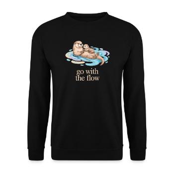 La famille de la loutre se laisse porter - Sweat-shirt Unisexe - noir - Devant - Alina (178cm) & Michal (187cm)