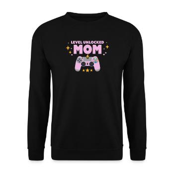 Level freigeschaltet: Mama - Unisex Pullover - Schwarz - Vorne - Alina (178cm) & Michal (187cm)