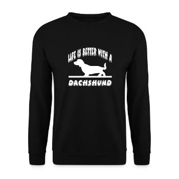 Dackel - Unisex Pullover - Schwarz - Vorne - Alina (178cm) & Michal (187cm)