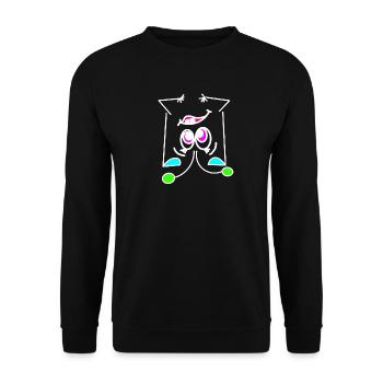 Neon-Mood Flip - Das Umdreh-Gesicht - Unisex Pullover - Schwarz - Vorne - Alina (178cm) & Michal (187cm)