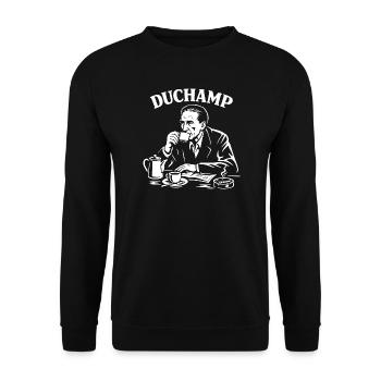 Marcel Duchamp Dada Coffee Portrait - Unisex Sweatshirt - black - Front - Alina (178cm) & Michal (187cm)