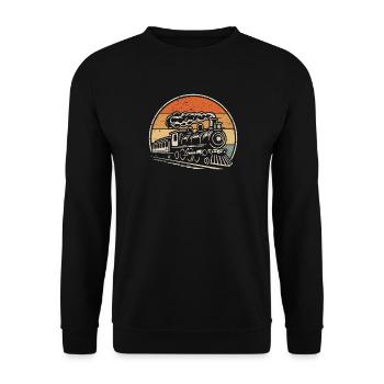 Locomotive, chemin de fer, locomotive à vapeur, modélisme ferroviaire - Sweat-shirt Unisexe - noir - Devant - Alina (178cm) & Michal (187cm)