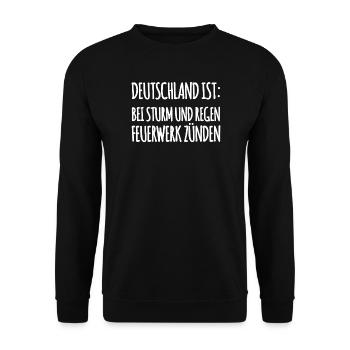 Lustiger Silvester Spruch - Unisex Pullover - Schwarz - Vorne - Alina (178cm) & Michal (187cm)